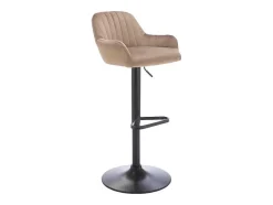 Set Van 2 Barkruk Van Velours En Zwart Metaal - Verstelbare Hoogte - Beige - Eleana