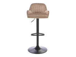 Set Van 2 Barkruk Van Velours En Zwart Metaal - Verstelbare Hoogte - Beige - Eleana