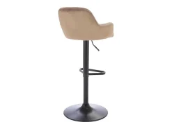 Set Van 2 Barkruk Van Velours En Zwart Metaal - Verstelbare Hoogte - Beige - Eleana