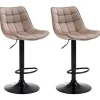 Set Van 2 Barkrukken Lima Ii - Fluweel & Metaal - Beige