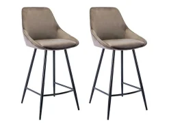 Set Van 2 Barkrukken Masurie - Fluweel - Taupe