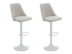 Set Van 2 Barkrukken Van Stof En Wit Metaal - Beige - Kiyola