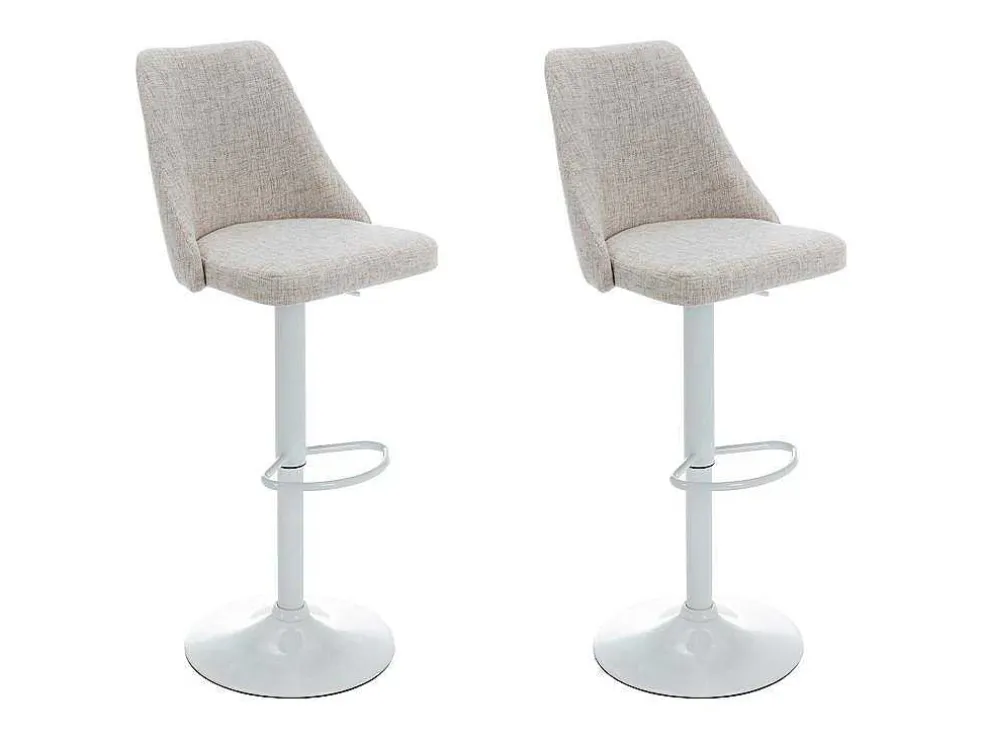 Set Van 2 Barkrukken Van Stof En Wit Metaal - Beige - Kiyola