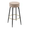 Set Van 2 Barkrukken Van Velours En Zwart Staal - Beige En Goudkleurig - Belinio I