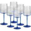 Set Van 6 Blauwe Wijnglazen Op Voet 27 Cl - D. 9.5 X H. 13 Cm - Coraly