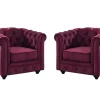 Set Van 2 Fauteuils Chesterfield - Fluweel Paars