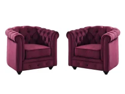 Set Van 2 Fauteuils Chesterfield - Fluweel Paars