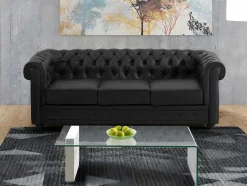 Set Van 2 Fauteuils Chesterfield Van Kunstleer - Zwart
