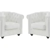 Set Van 2 Fauteuils Van Buffelleer Chesterfield - Wit