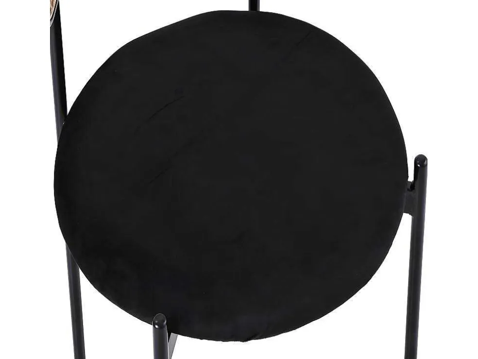 Set Van 2 Fluwelen En Rotan Stoelen - Metalen Poten - Zwart