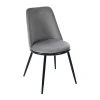 Set Van 2 Fluwelen Gestoffeerde Stoelen Met Rugleuning - Zwart Metalen Structuur - Grijs