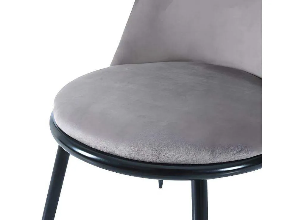 Set Van 2 Fluwelen Gestoffeerde Stoelen Met Rugleuning - Zwart Metalen Structuur - Grijs