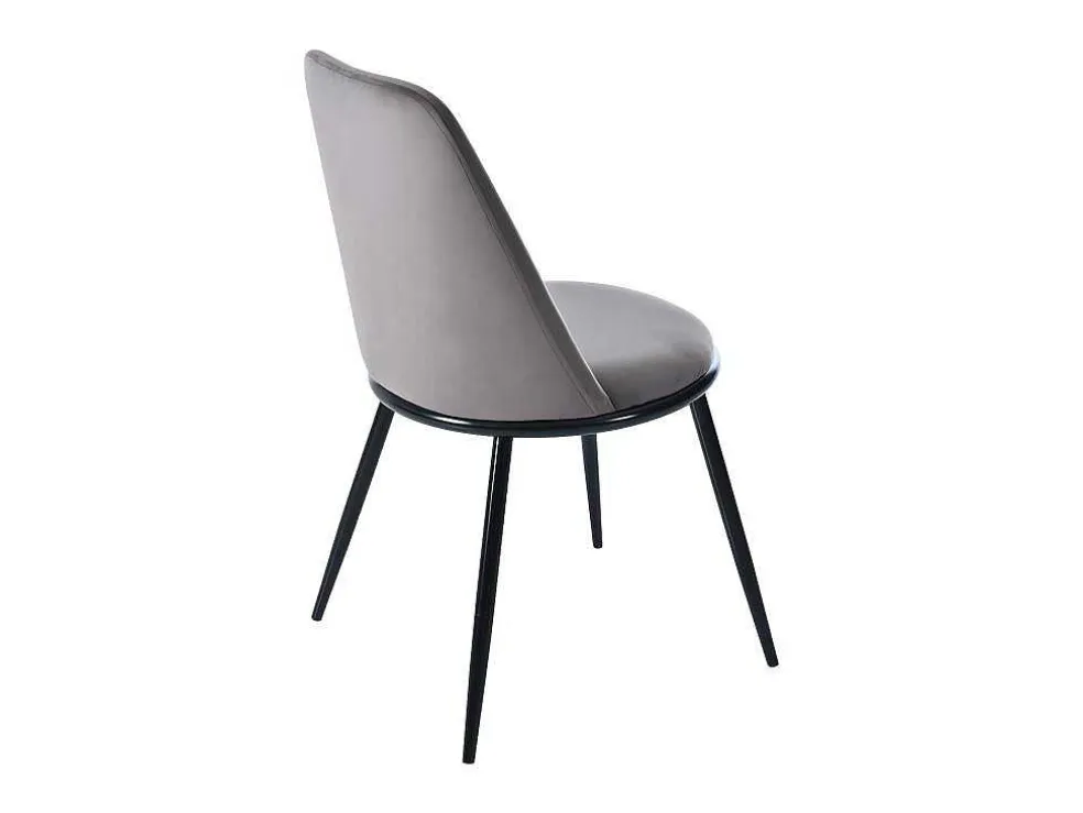 Set Van 2 Fluwelen Gestoffeerde Stoelen Met Rugleuning - Zwart Metalen Structuur - Grijs