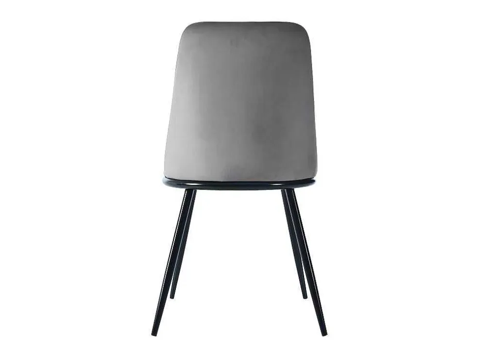 Set Van 2 Fluwelen Gestoffeerde Stoelen Met Rugleuning - Zwart Metalen Structuur - Grijs