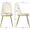 Set Van 4 Fluwelen Gestoffeerde Stoelen Met Rugleuning - Goud Metalen Structuur - Beige