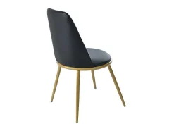 Set Van 4 Fluwelen Gestoffeerde Stoelen Met Rugleuning - Goudkleurige Metalen Structuur - Zwart