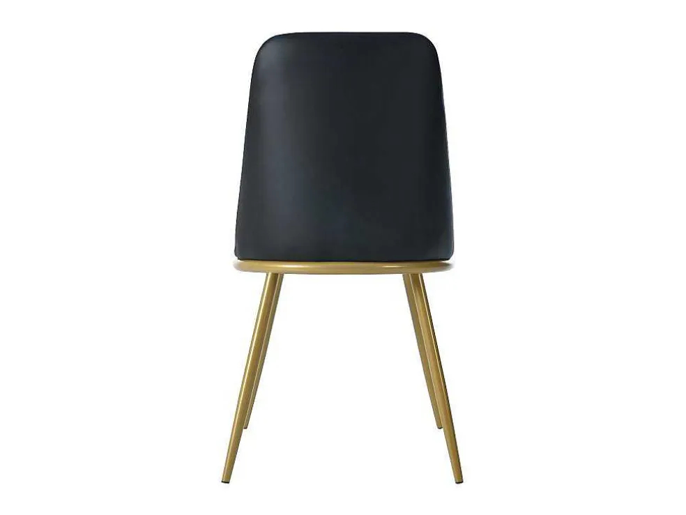 Set Van 4 Fluwelen Gestoffeerde Stoelen Met Rugleuning - Goudkleurige Metalen Structuur - Zwart