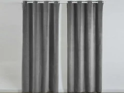 Set Van 2 Fluwelen Gordijnen - 140 X 260 Cm - Grijs - Ahtari
