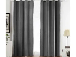 Set Van 2 Fluwelen Gordijnen - 140 X 260 Cm - Grijs - Ahtari
