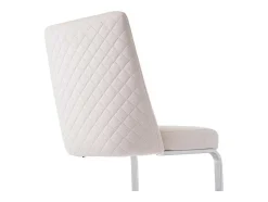 Set Van 2 Fluwelen Sledestoelen - Rugleuning Ruitpatroon - Onderstel Zilverkleurig Metaal - Beige
