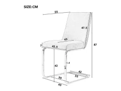 Set Van 2 Fluwelen Sledestoelen - Rugleuning Ruitpatroon - Onderstel Zilverkleurig Metaal - Beige