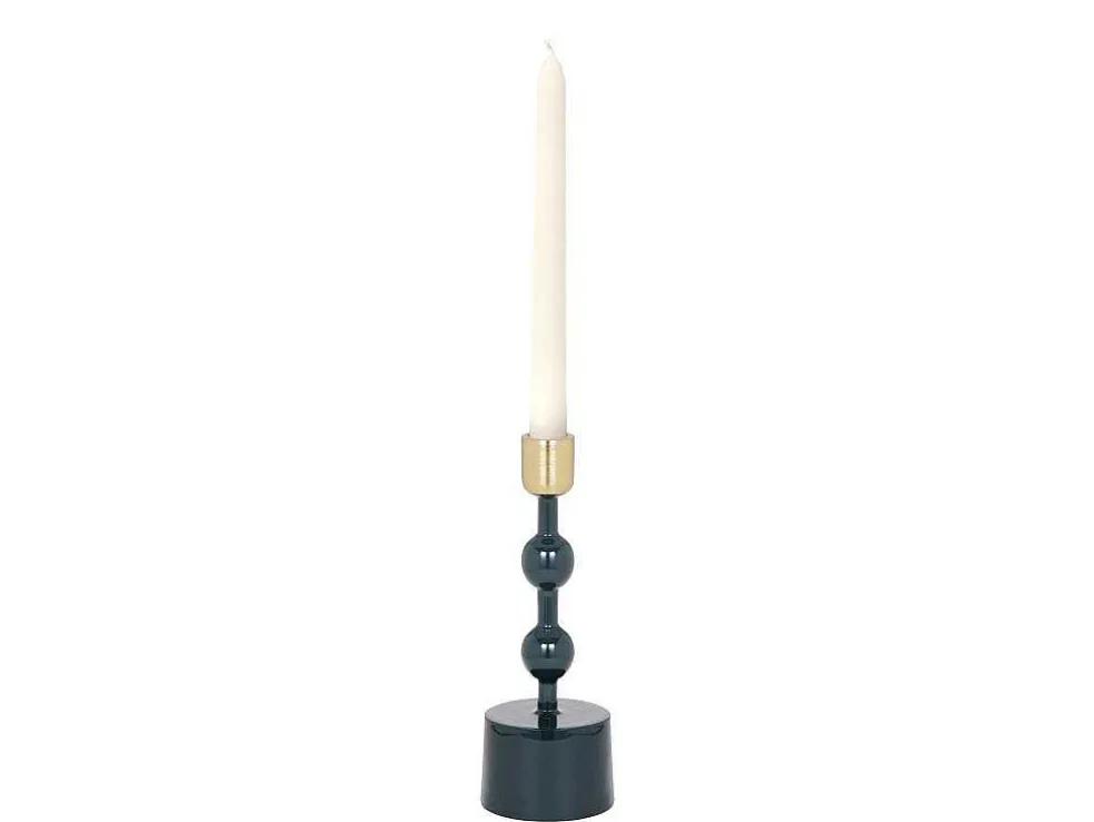 Set Van 2 Geemailleerde Aluminium Kandelaars - H.26,5 Cm En H.22 Cm - Eend Blauw - Parina