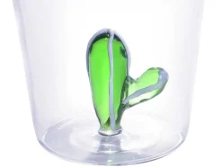 Set Van 4 Glazen Met Cactus - Transparant En Groen - O8 X H10 Cm - Puntia