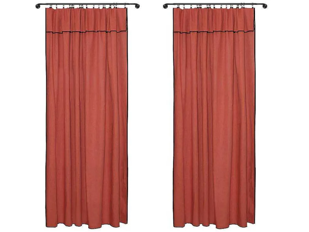 Set Van 2 Gordijnen Van Katoen En Linnen - 140 X 280 Cm - Terracotta - Borina
