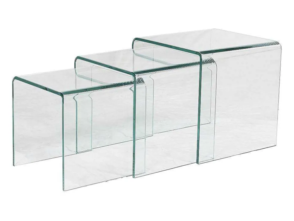 Set Van 3 Inschuifbare Bijzettafels Minka - Glas