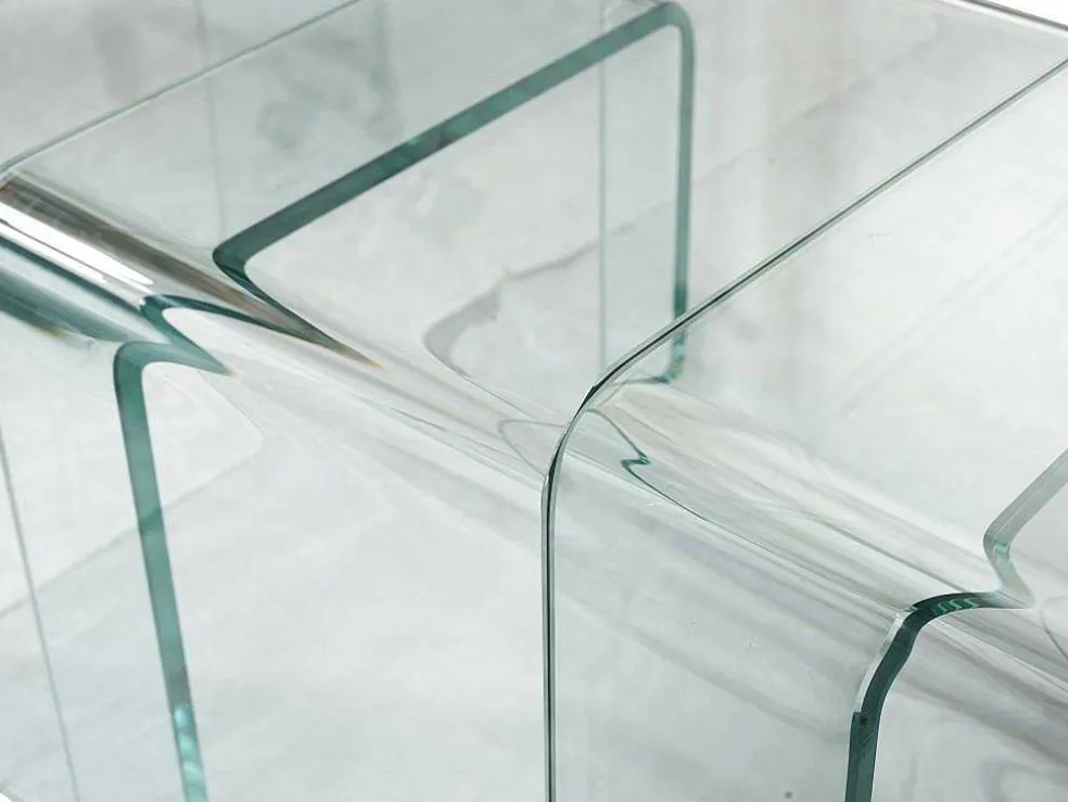 Set Van 3 Inschuifbare Bijzettafels Minka - Glas