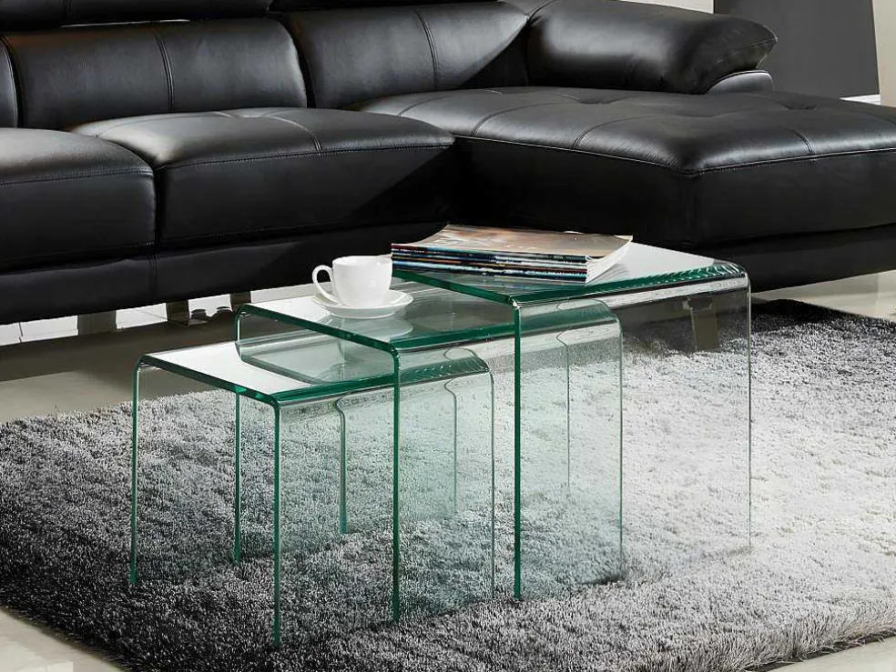 Set Van 3 Inschuifbare Bijzettafels Minka - Glas