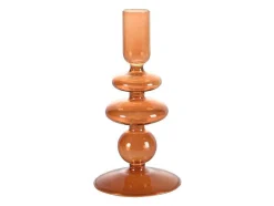 Set Van 2 Kandelaars - H21 En 18,5 Cm - Glas - Oranje - Kandie