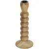 Set Van 2 Kandelaars Van Mangohout - H23 Cm - Naturel - Fainin