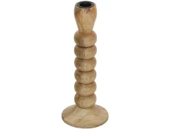 Set Van 2 Kandelaars Van Mangohout - H23 Cm - Naturel - Fainin