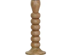 Set Van 2 Kandelaars Van Mangohout - H23 Cm - Naturel - Fainin