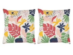 Set Van 2 Katoenen Kussens Met Bloemmotief - 45 X 45 Cm - Veelkleurig - Bariola