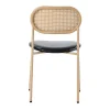 Set Van 4 Kunstleer En Rotan Stoelen - Metalen Poten - Zwart