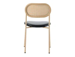 Set Van 4 Kunstleer En Rotan Stoelen - Metalen Poten - Zwart