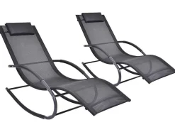 Set Van 2 Ligstoelen - Antraciet - Lombok Van Mylia