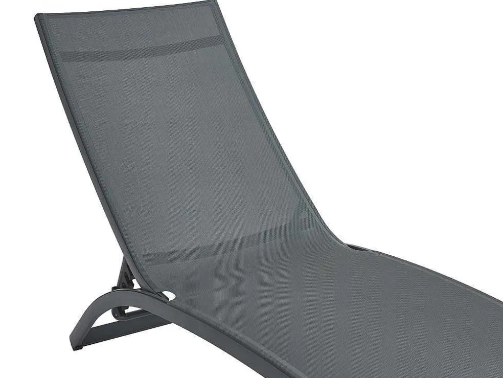 Set Van 2 Ligstoelen Met Verschillende Standen Van Aluminium En Textileen - Antraciet - Saranda Van Mylia