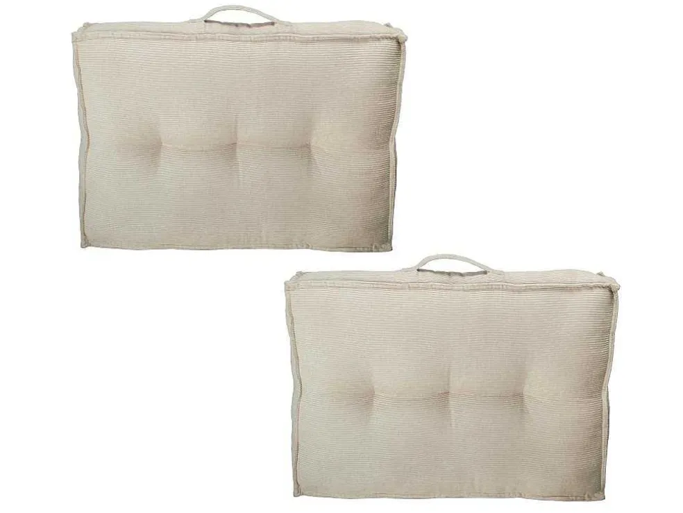 Set Van 1 Matras + 2 Palletkussens Van Ribfluweel - Beige - Baila