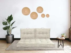 Set Van 1 Matras + 2 Palletkussens Van Ribfluweel - Beige - Baila
