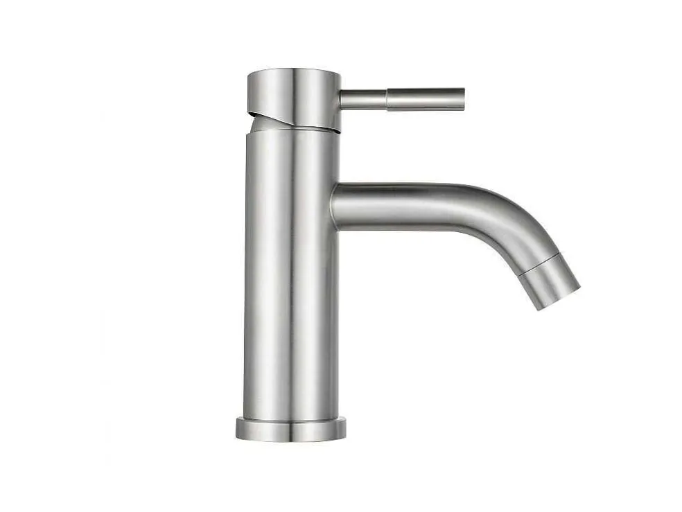 Set Van 2 Mechanische Mengkranen Met Ronde Vorm Van Roestvrij Staal - Geborsteld Nikkelkleurig - H17 Cm - Salavan