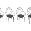 Set Van 4 Metalen Tuinstoelen Met Smeedijzereffectt Met Armleuningen - Antraciet - Guermantes