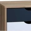 Set Van 2 Nachtkastjes 3 Lades - Kleur: Naturel, Wit En Marineblauw - Lurvia