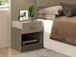 Set Van 2 Nachtkastjes Met 1 Lade En 1 Opbergvak Kleuren: Taupe En Bruin Bodil Ii