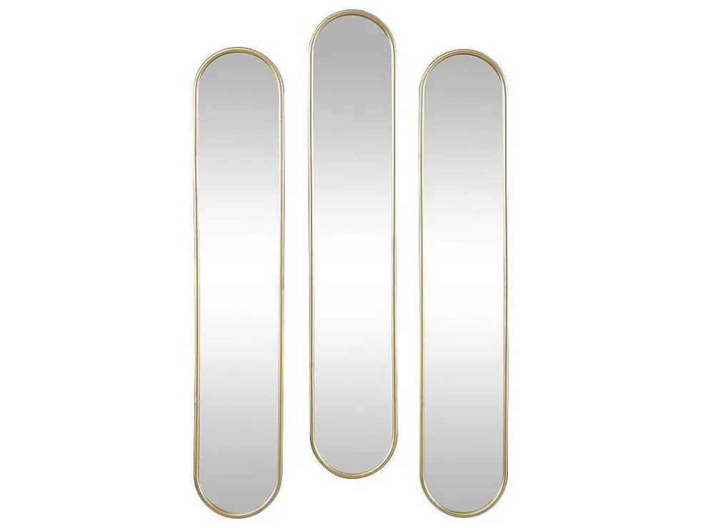 Set Van 3 Ovale Spiegels Van Metaal - B23 X H120 Cm - Goudkleurig - Jaylen