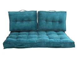 Set Van 2 Palletkussens Van Ribfluweel - L60 X D40 Cm - Blauw - Baila