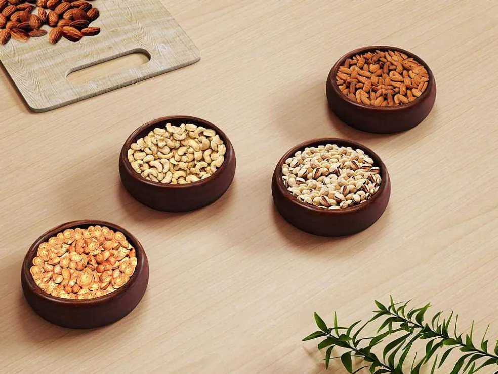 Set Van 4 Schaaltjes - D13 X H4 Cm - Mangohout - Naturel - Valisa