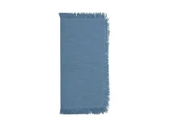 Set Van 4 Servetten Met Franje - Katoen - 45 X 45 Cm - Marineblauw - Pola